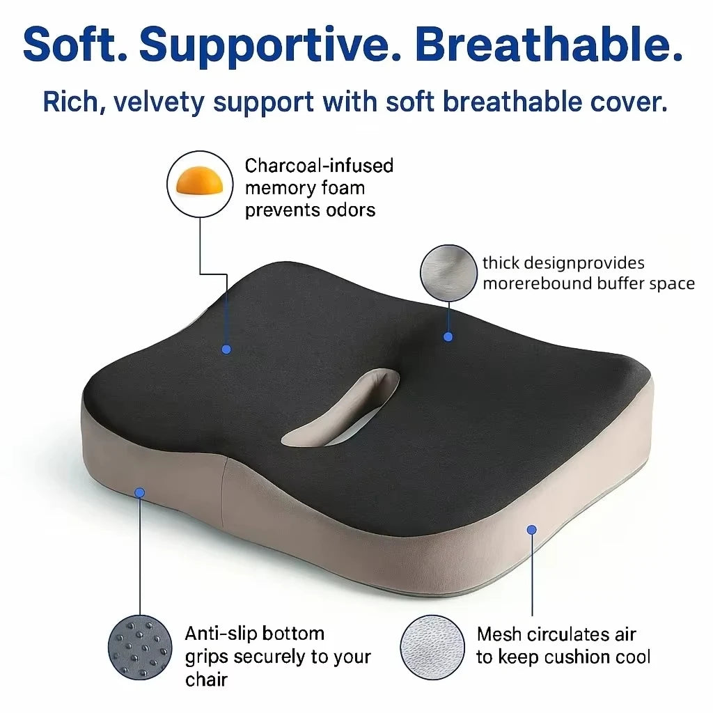 Memory Foam Seat Cushion – 3D Ergonomic Support for Comfort & Pain Relief (Car/Office)